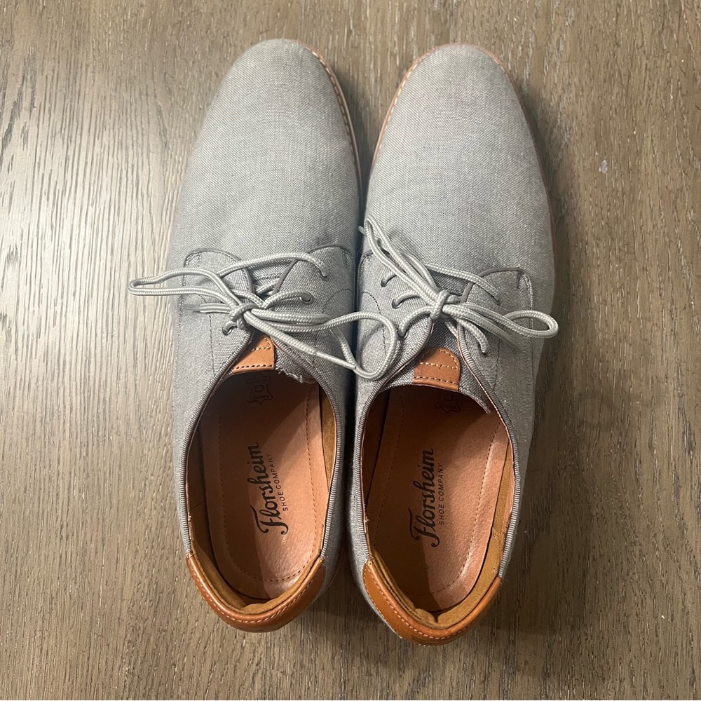 Florsheim Men's Highland Gray Oxford Plain Toe Lace Up Dress Shoes Size 11